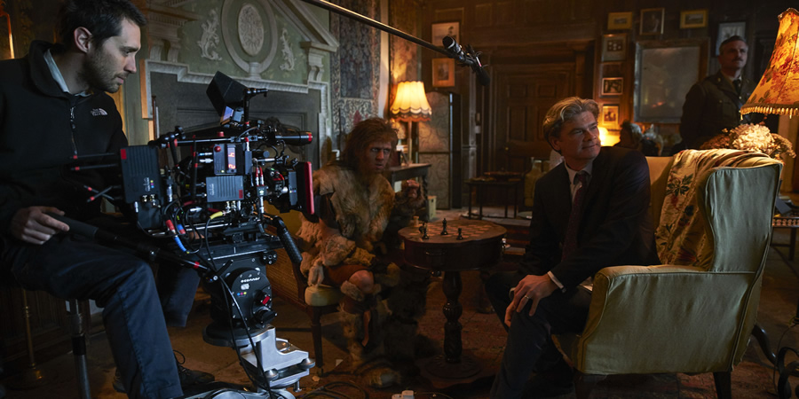 Ghosts. Image shows from L to R: Robin (Laurence Rickard), Julian (Simon Farnaby), Captain (Ben Willbond). Copyright: Monumental Pictures