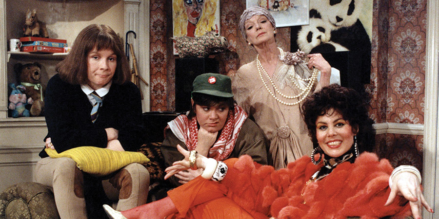 Girls On Top. Image shows left to right: Jennifer Marsh (Jennifer Saunders), Amanda Ripley (Dawn French), Lady Chloe Carlton (Joan Greenwood), Shelley DuPont (Ruby Wax)