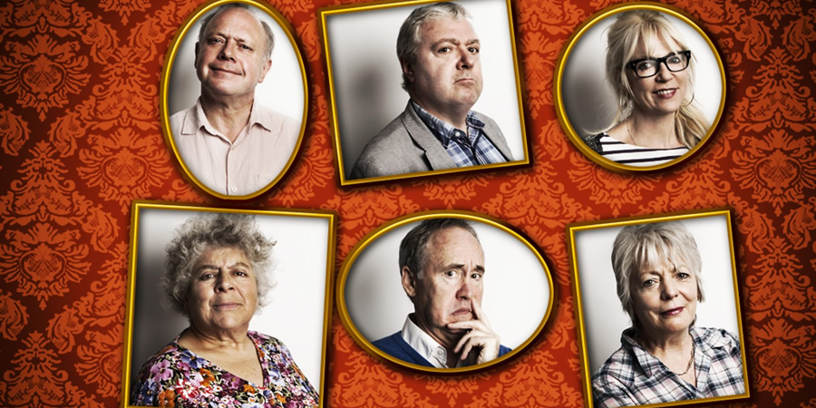 Gloomsbury. Image shows from L to R: Henry Mickleton (Jonathan Coy), Vera Sackcloth-Vest (Miriam Margolyes), DH Lollipop (John Sessions), Lionel Fox (Nigel Planer), Venus Traduces (Morwenna Banks), Ginny Fox (Alison Steadman). Copyright: Little Brother Productions