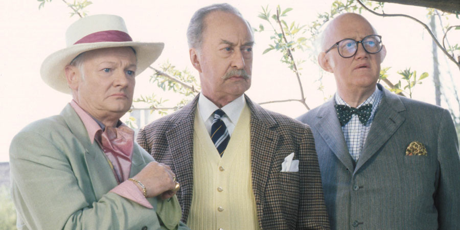 Grace & Favour. Image shows from L to R: Mr. Wilberforce Clayborne Humphries (John Inman), Captain Stephen Peacock (Frank Thornton), Mr. Cuthbert Rumbold (Nicholas Smith). Copyright: BBC