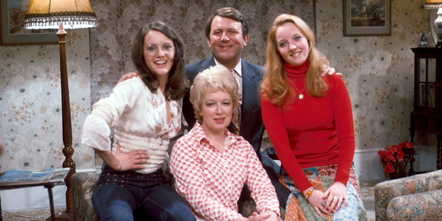 Happy Ever After. Image shows left to right: Debbie Fletcher (Caroline Whittaker), June Fletcher (June Whitfield), Terry Fletcher (Terry Scott), Susan Fletcher (Pippa Page). Credit: BBC