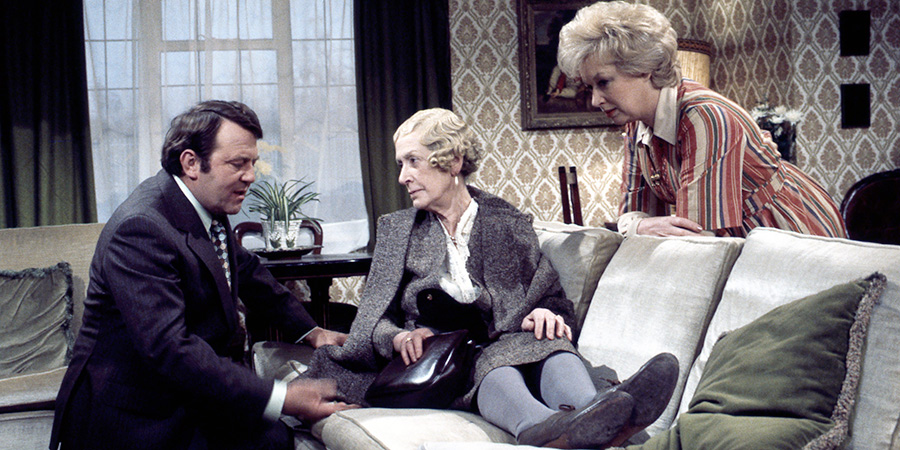 Happy Ever After. Image shows left to right: Terry Fletcher (Terry Scott), Aunt Lucy (Beryl Cooke), June Fletcher (June Whitfield). Credit: BBC