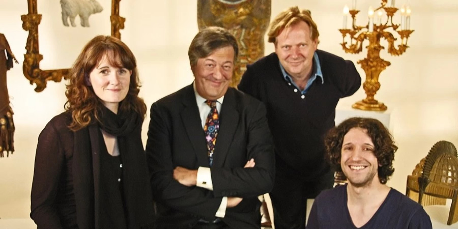 Horrible Histories With Stephen Fry. Image shows from L to R: Caroline Norris, Stephen Fry, Greg Jenner