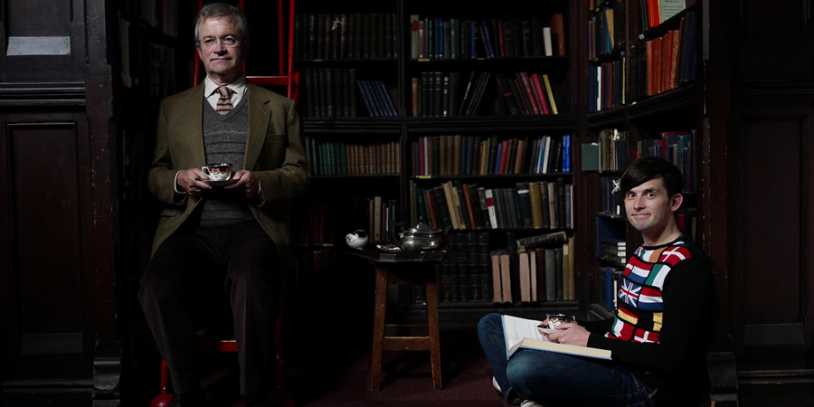 How Europe Stole My Mum. Image shows from L to R: Mr. Librarian (Harry Enfield), Kieran Hodgson