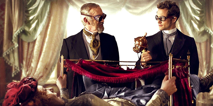 Hysteria. Image shows left to right: Dr. Robert Dalrymple (Jonathan Pryce), Dr. Mortimer Granville (Hugh Dancy)