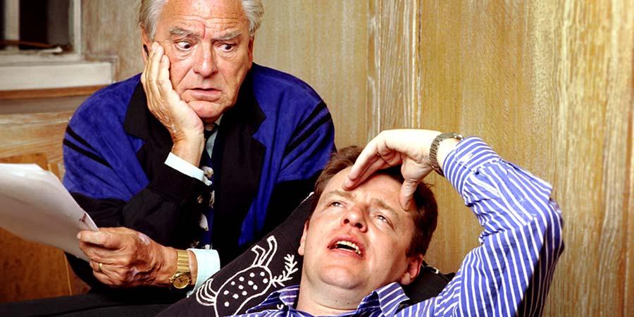 I Think I've Got A Problem. Image shows from L to R: Dr Boone (Bob Monkhouse), Tom Caine (Graham McPherson). Copyright: BBC