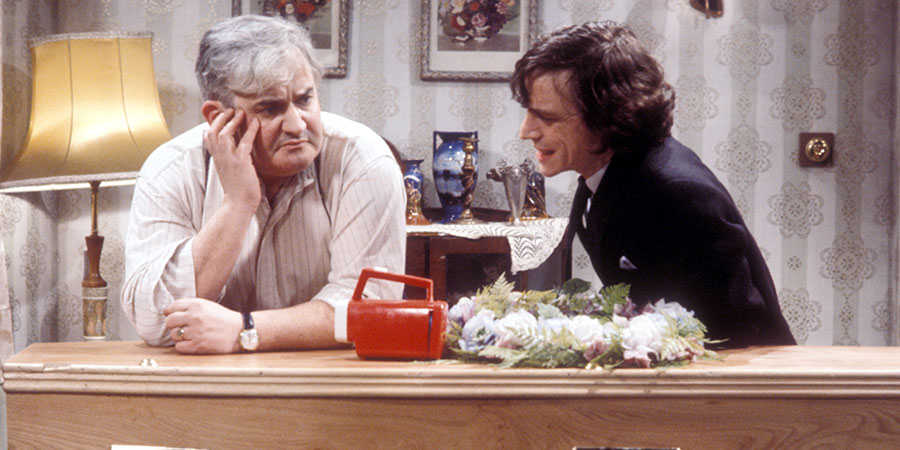 I'll Fly You For A Quid. Image shows from L to R: Evan Owen (Ronnie Barker), Mortlake Owen (Richard O'Callaghan). Copyright: BBC