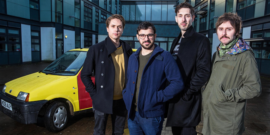 The Inbetweeners: Fwends Reunited. Image shows from L to R: Joe Thomas, Simon Bird, Blake Harrison, James Buckley