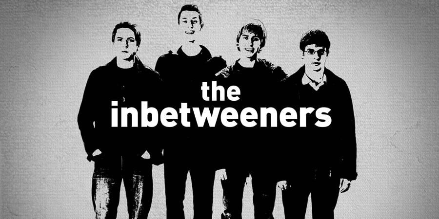 The Inbetweeners. Image shows from L to R: Simon Cooper (Joe Thomas), Neil Sutherland (Blake Harrison), Jay Cartwright (James Buckley), Will Mackenzie (Simon Bird). Copyright: Bwark Productions