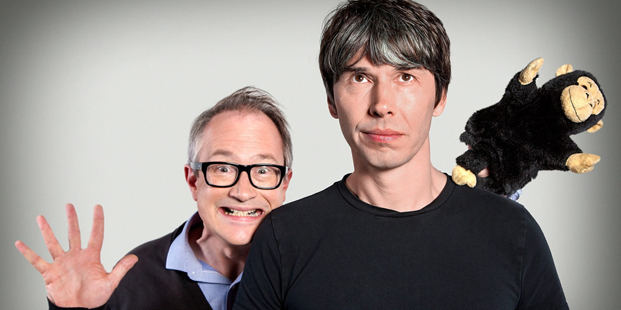 The Infinite Monkey Cage. Image shows from L to R: Robin Ince, Brian Cox