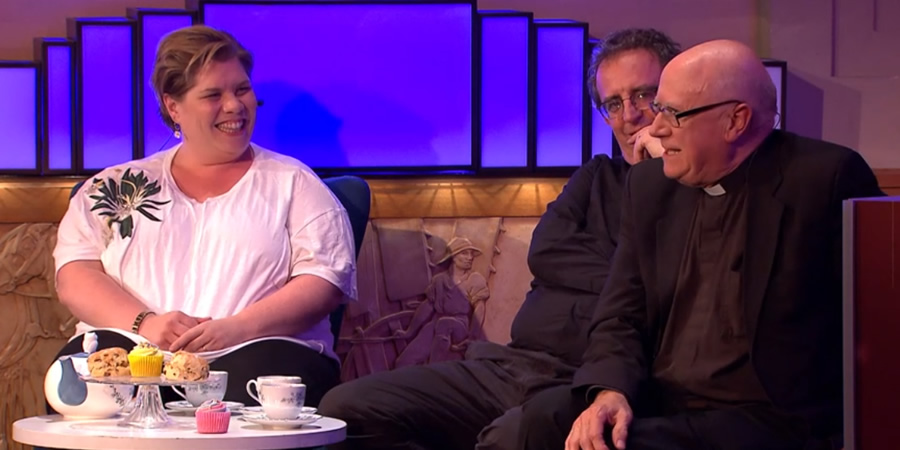 The Infinite Monkey Cage. Image shows from L to R: Katy Brand, Richard Coles, Victor Stock