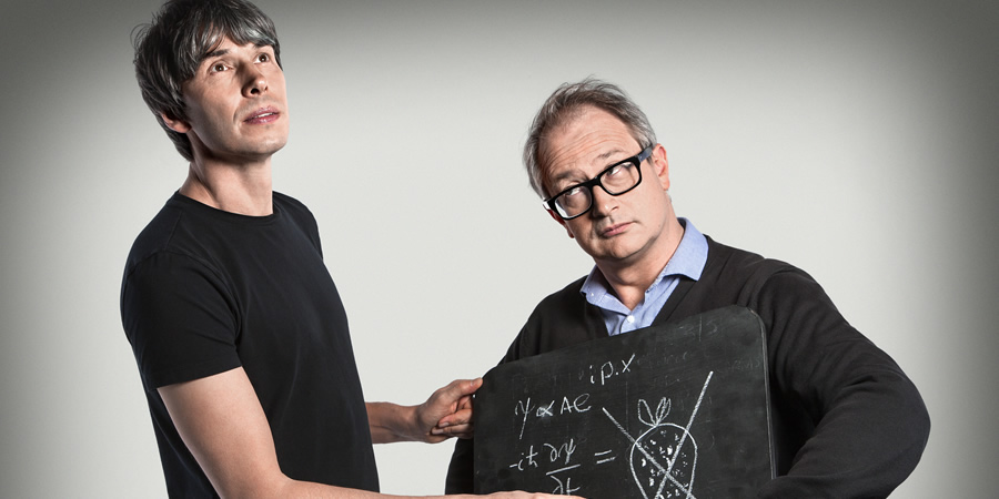 The Infinite Monkey Cage. Image shows from L to R: Brian Cox, Robin Ince