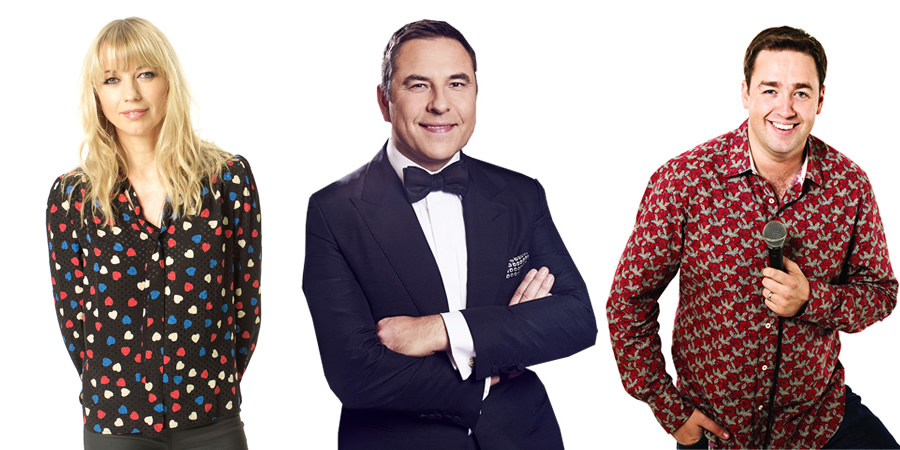 Image shows from L to R: Sara Cox, David Walliams, Jason Manford