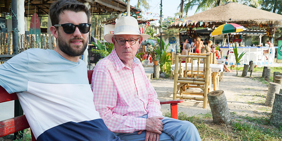 Jack Whitehall: Travels With My Father. Image shows from L to R: Jack Whitehall, Michael Whitehall. Copyright: Netflix