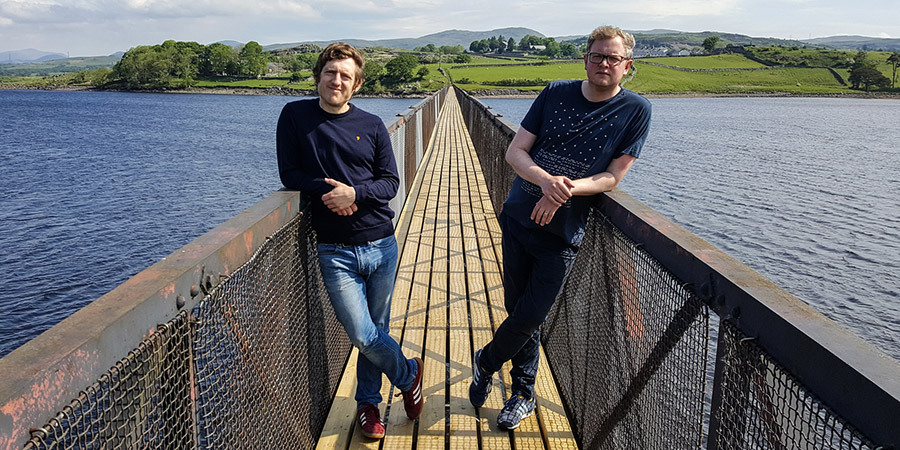 James And Jupp. Image shows from L to R: Elis James, Miles Jupp. Copyright: Small and Clever