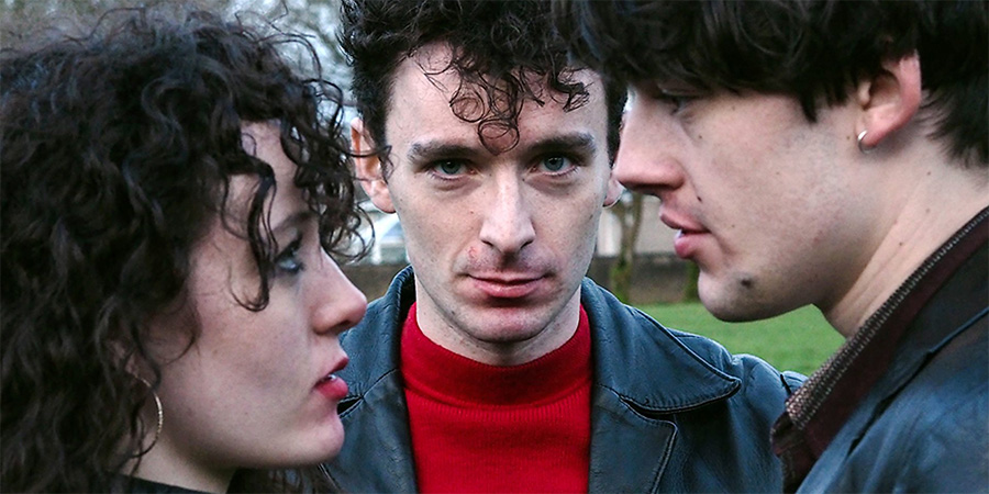 Jealous Alan. Image shows from L to R: Angela Hendry (Elysia Welch), Alan Anderson (Ryan Hunter), Stuart Cummings (Jack Stewart)