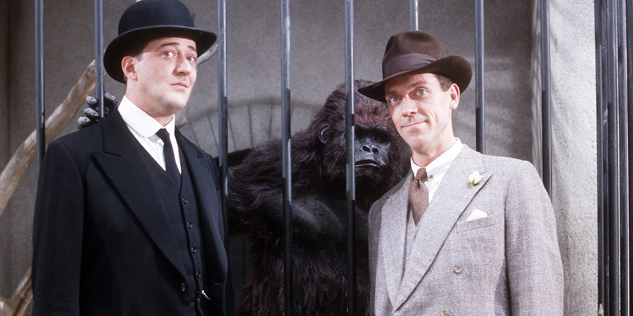 Jeeves And Wooster. Image shows from L to R: Jeeves (Stephen Fry), Bertie Wooster (Hugh Laurie)