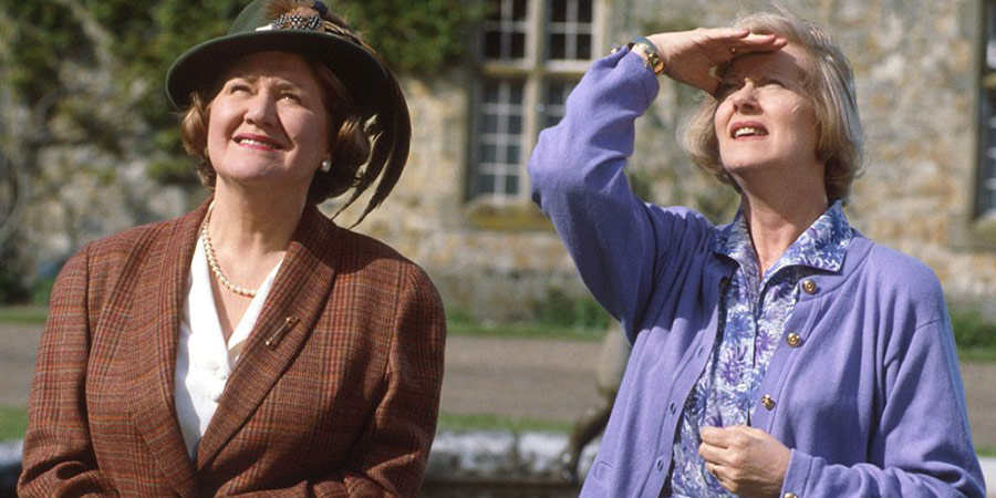 Keeping Up Appearances. Image shows left to right: Hyacinth Bucket (Patricia Routledge), Elizabeth (Josephine Tewson). Credit: BBC