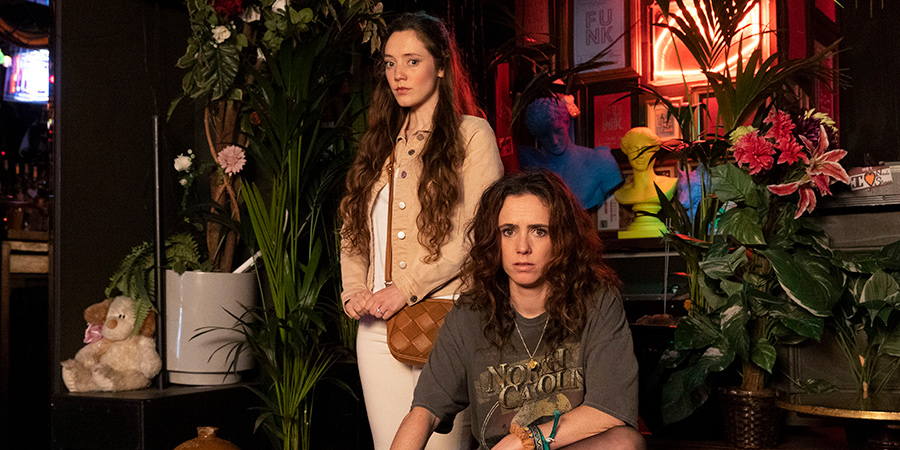 Ladybaby. Image shows from L to R: Kate (Mirren Mack), Suzie (Amy Manson). Copyright: Kudos Productions