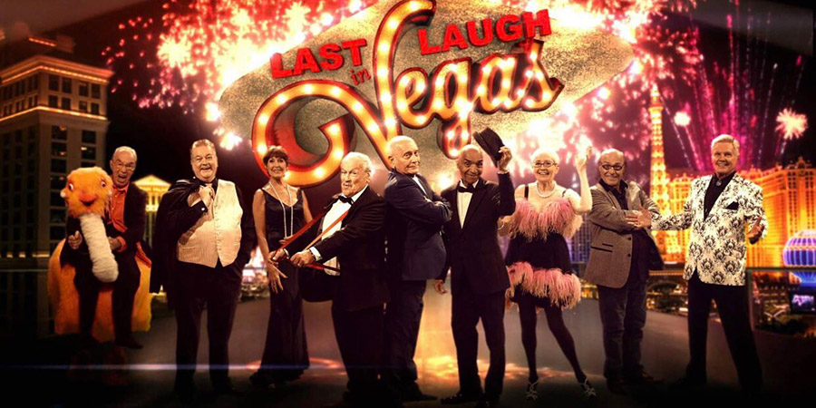 Last Laugh In Vegas. Image shows from L to R: Bernie Clifton, Bobby Crush, Anita Harris, Bobby Ball, Tommy Cannon, Kenny Lynch, Su Pollard, Mick Miller, Jess Conrad. Copyright: Shiver Productions