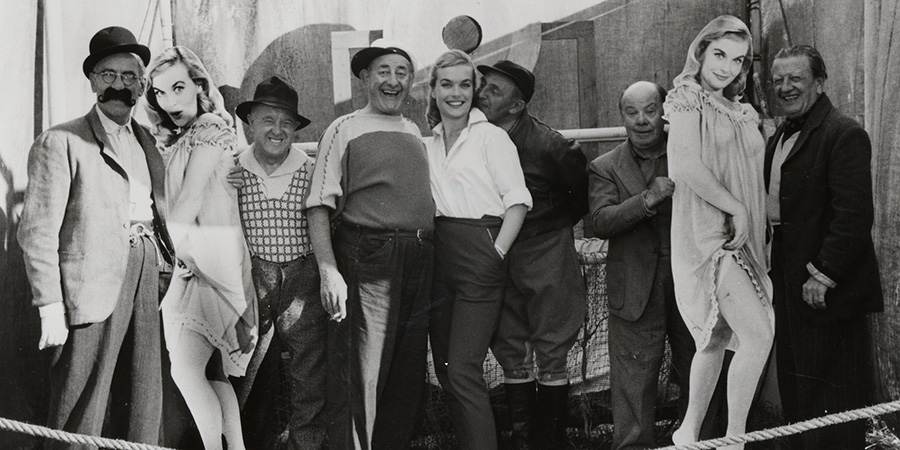 Life Is A Circus. Image shows from L to R: Eddie (Monsewer Eddie Gray), Goldie (Jimmy Gold), Bud (Bud Flanagan), Shirley 'Butch' Winter (Shirley Eaton), Sebastian (Teddy Knox), Charlie (Charlie Naughton), Cecil (Jimmy Nervo). Copyright: STUDIOCANAL