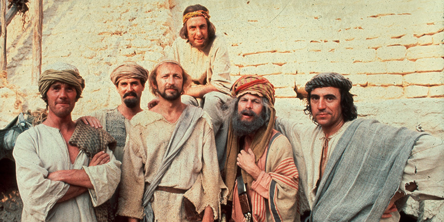 Monty Python's Life Of Brian. Image shows left to right: Michael Palin, John Cleese, Graham Chapman, Eric Idle, Terry Gilliam, Terry Jones