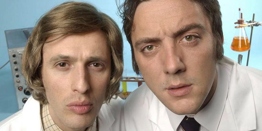 Look Around You. Image shows from L to R: Robert Popper, Peter Serafinowicz. Copyright: Talkback Productions