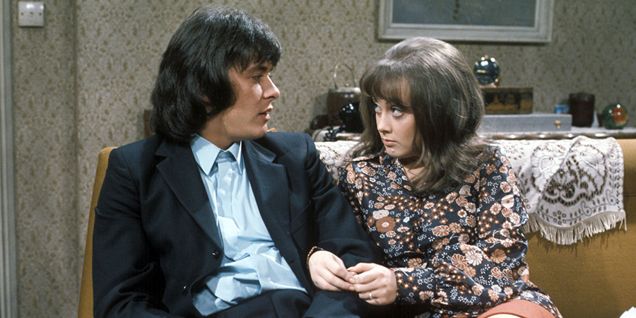 The Lovers. Image shows from L to R: Geoffrey (Richard Beckinsale), Beryl (Paula Wilcox). Copyright: Granada Television