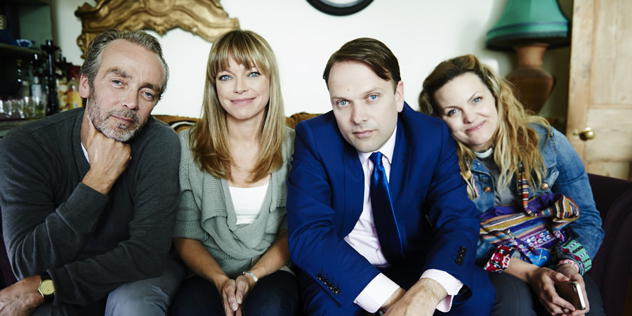 Marley's Ghosts. Image shows from L to R: Adam Wise (John Hannah), Marley Wise (Sarah Alexander), Michael Walton (Nicholas Burns), Vicar (Jo Joyner). Copyright: John Stanley Productions