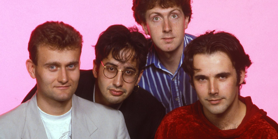 The Mary Whitehouse Experience. Image shows from L to R: Hugh Dennis, David Baddiel, Steve Punt, Rob Newman. Copyright: BBC