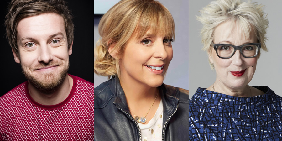 Mind The Gap. Image shows from L to R: Chris Ramsey, Mel Giedroyc, Jenny Eclair