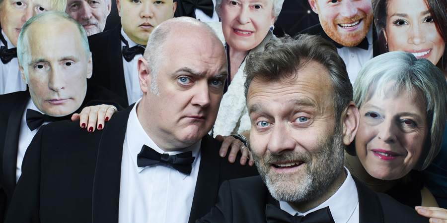 Mock The Week. Image shows from L to R: Dara O Briain, Hugh Dennis. Copyright: Angst Productions