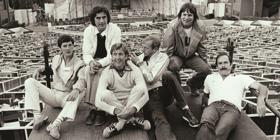 Monty Python Live At The Hollywood Bowl. Image shows from L to R: Michael Palin, Terry Jones, Eric Idle, Graham Chapman, Terry Gilliam, John Cleese. Copyright: Hand Made Films