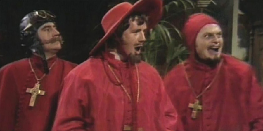 Monty Python's Flying Circus. Image shows left to right: Terry Jones, Michael Palin, Terry Gilliam