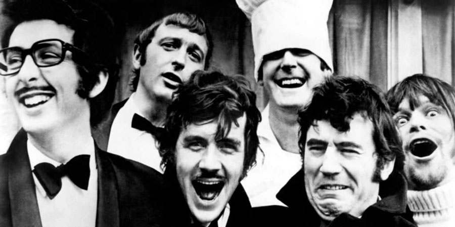 Monty Python's Flying Circus. Image shows from L to R: Eric Idle, Graham Chapman, Michael Palin, John Cleese, Terry Jones, Terry Gilliam. Copyright: BBC