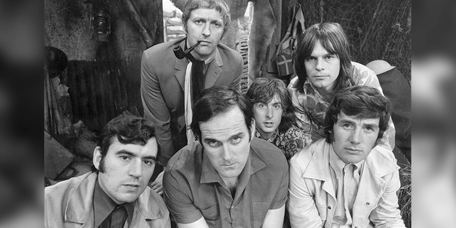 Monty Python's Flying Circus. Image shows from L to R: Terry Jones, Graham Chapman, John Cleese, Eric Idle, Terry Gilliam, Michael Palin. Copyright: Python (Monty) Pictures Ltd