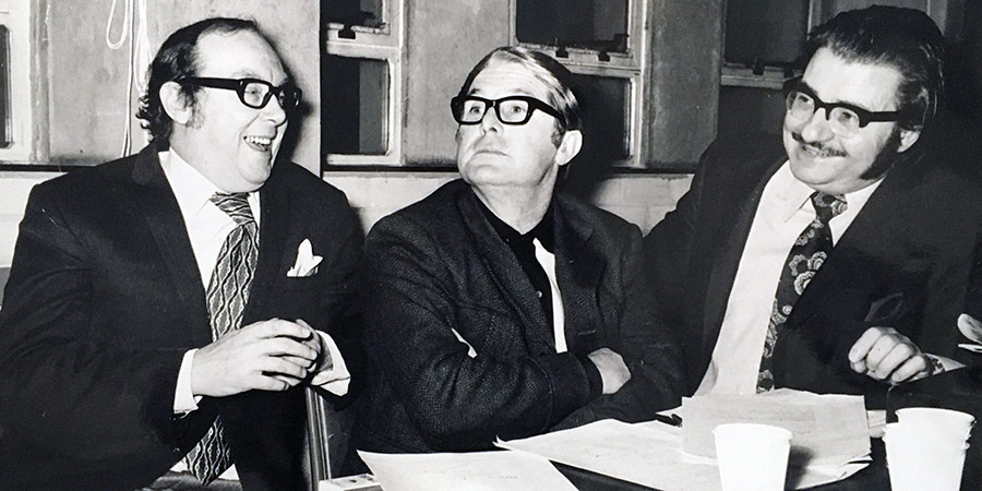 Image shows from L to R: Eric Morecambe, Ernie Wise, John Ammonds