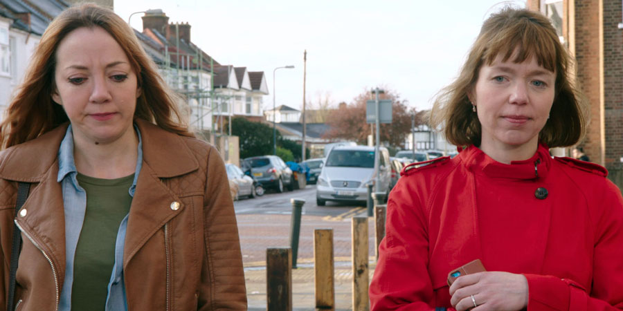 Motherland. Image shows from L to R: Liz (Diane Morgan), Julia (Anna Maxwell Martin). Copyright: Delightful Industries / Merman