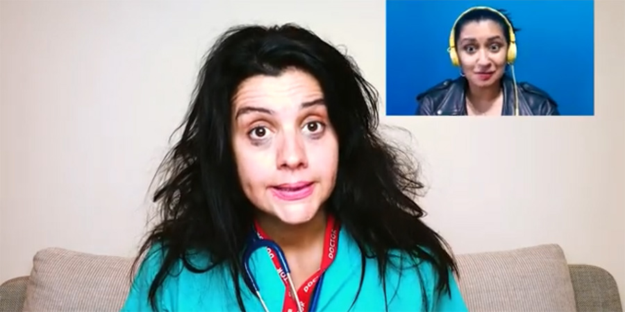 My Doctor's Advice. Image shows from L to R: Doctor (Stefania Licari), Patient (Radhika Aggarwal)