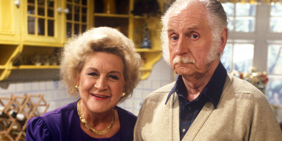 My Husband And I. Image shows from L to R: Nora Powers (Mollie Sugden), George Powers (William Moore). Copyright: Yorkshire Television