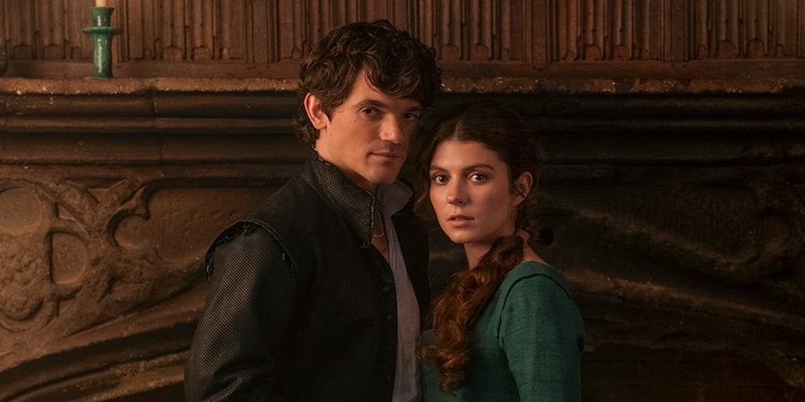 My Lady Jane. Image shows left to right: Guildford Dudley (Edward Bluemel), Jane Grey (Emily Bader)