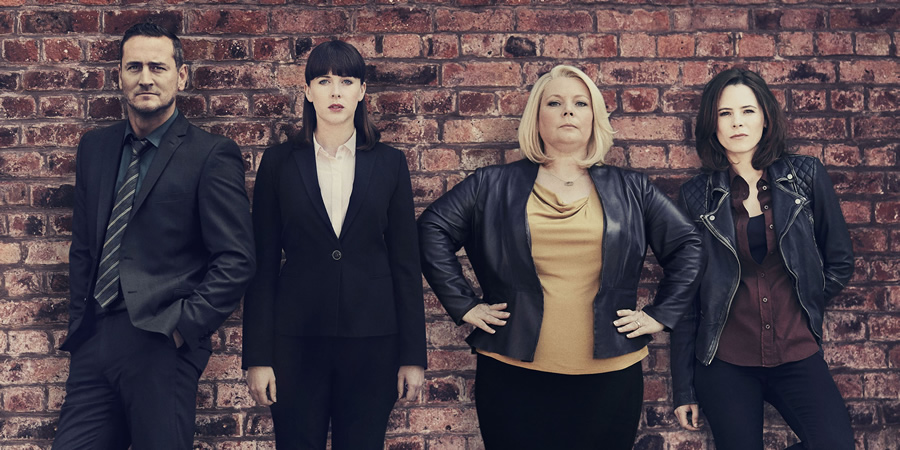 No Offence. Image shows from L to R: D.C. Spike Tanner (Will Mellor), D.S. Joy Freers (Alexandra Roach), D.I. Vivienne Deering (Joanna Scanlan), D.C. Dinah Kowalska (Elaine Cassidy). Copyright: AbbottVision