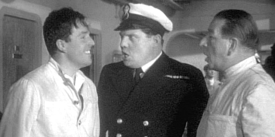 Not Wanted On Voyage. Image shows from L to R: Understeward Cecil Hollebone (Brian Rix), Chief Steward (Michael Brennan), Steward Albert Higgins (Ronald Shiner)