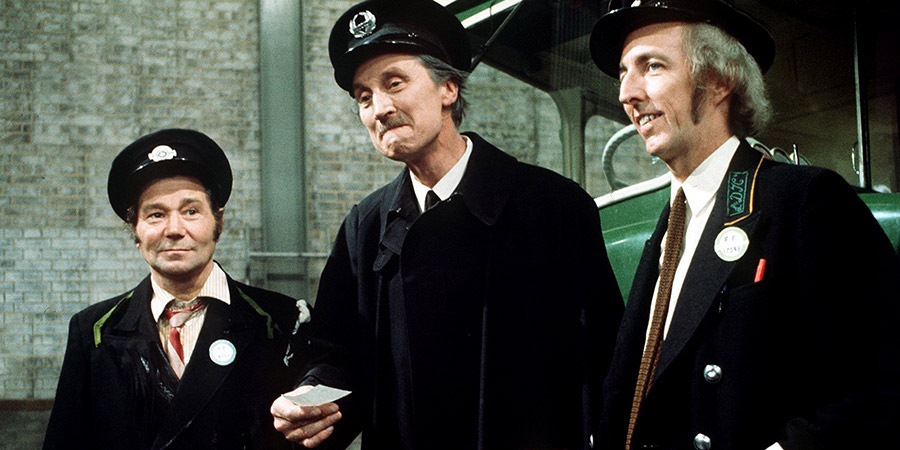 On The Buses. Image shows from L to R: Stan Butler (Reg Varney), Inspector Blake (Stephen Lewis), Jack Harper (Bob Grant). Copyright: London Weekend Television