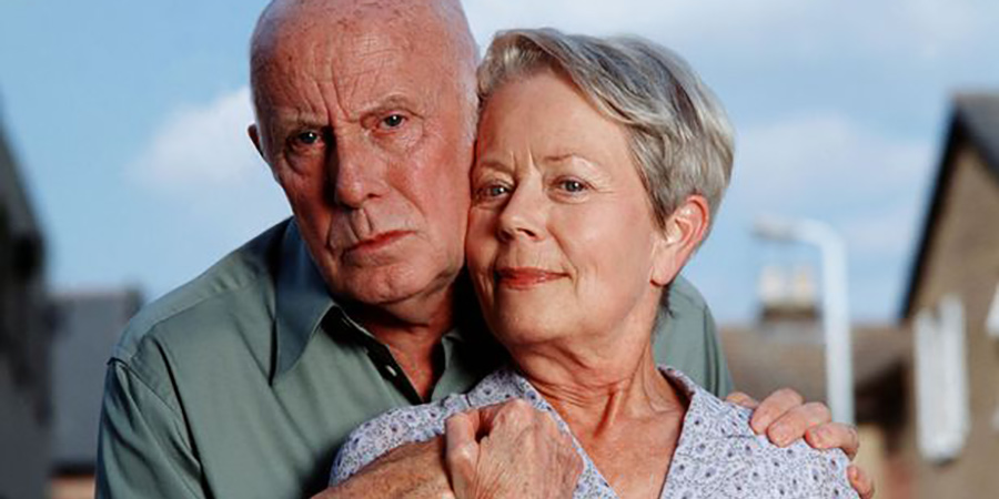 One Foot In The Grave. Image shows from L to R: Victor Meldrew (Richard Wilson), Margaret Meldrew (Annette Crosbie). Copyright: BBC