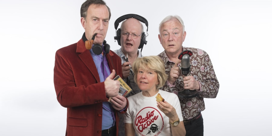 Radio Active. Image shows from L to R: Angus Deayton, Philip Pope, Helen Atkinson-Wood, Michael Fenton Stevens