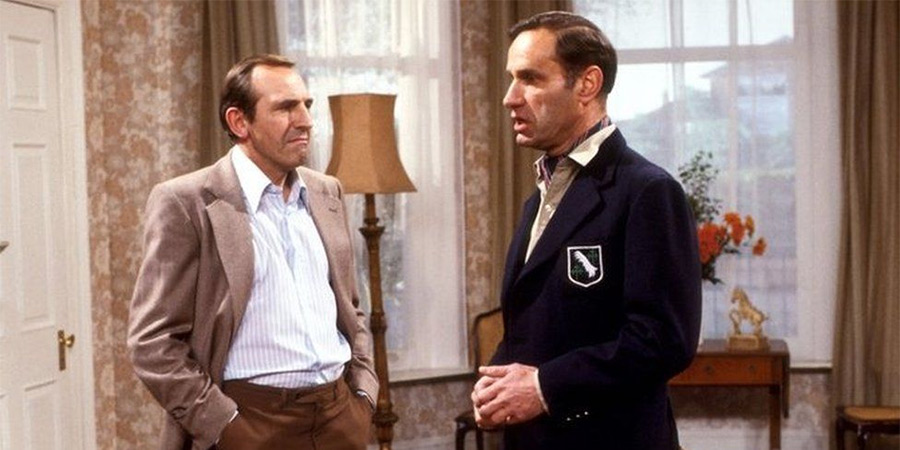 The Fall And Rise Of Reginald Perrin. Image shows left to right: Reginald Perrin (Leonard Rossiter), Jimmy Anderson (Geoffrey Palmer)