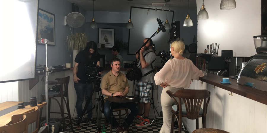 Regular. Image shows from L to R: Regular (Tim Key), Barista (Laura Marling)