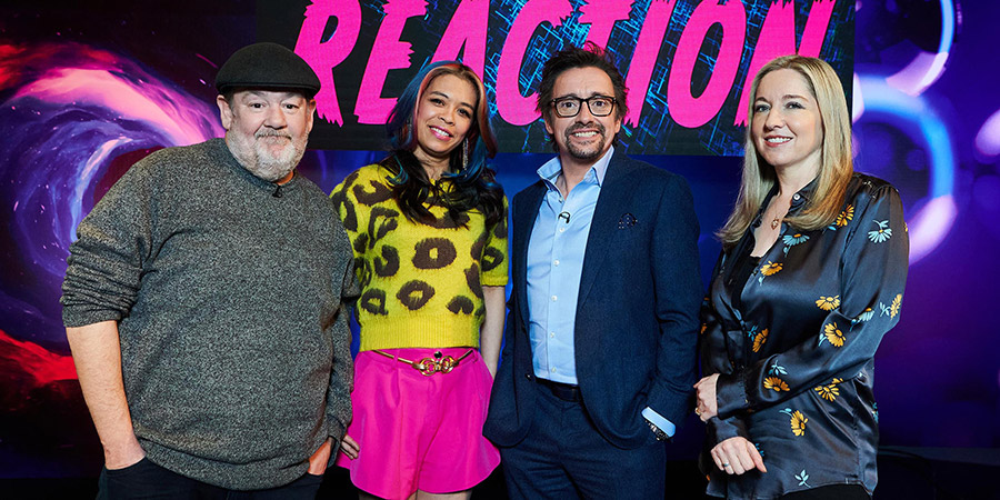 Richard Hammond's Brain Reaction. Image shows from L to R: Johnny Vegas, Ria Lina, Richard Hammond, Victoria Coren Mitchell