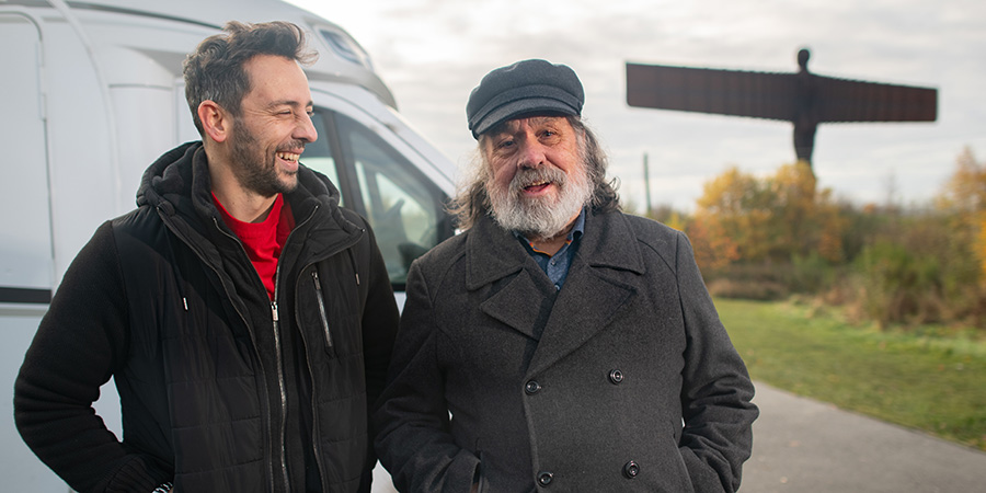 Ricky & Ralf's Very Northern Road Trip. Image shows from L to R: Ralf Little, Ricky Tomlinson. Copyright: North One Television